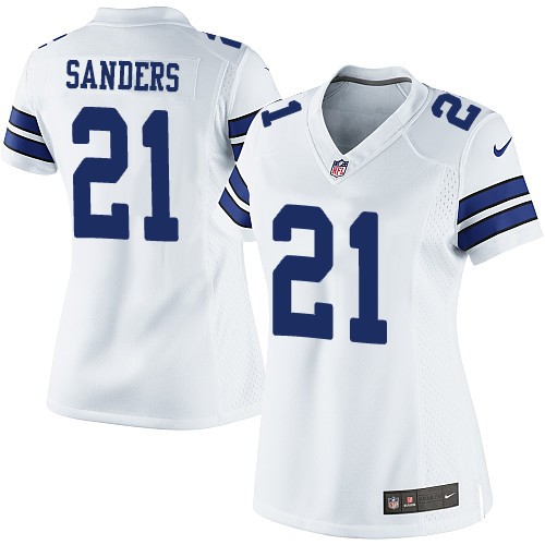 Women's Limited Deion Sanders Nike Jersey White Road - #21 NFL Dallas Cowboys